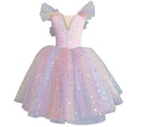 Omfpafeu Abito da Balletto Professionale per Bambine, tutù per Bambine, Abbigliamento da Ballo, Abiti da Principessa per competizioni Abbigliamento per spettacoli per Bambine,C,110