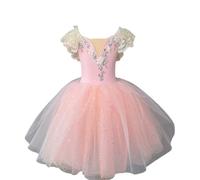 Omfpafeu Abito da Ballo per Ragazze con tutù, Completo da Competizione teatrale, Body con Gonna, Gonna per esibizioni di Danza,E,110