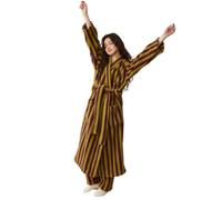 Omfpafeu Pigiama Lungo in Spugna a Righe Colorate da Donna e Uomo, Pigiama Caldo in Velluto Corallo per Coppie, per tenersi al Caldo in Autunno e in Inverno,Viola,M