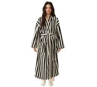 Omfpafeu Pigiama Lungo in Spugna a Righe Colorate da Donna e Uomo, Pigiama Caldo in Velluto Corallo per Coppie, per tenersi al Caldo in Autunno e in Inverno,Black And White,M