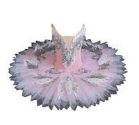 Omfpafeu tutù da Balletto per Bambine, Abito da Balletto Il Lago dei cigni Gonna con Canotta Ricamata Body da Balletto Abito da Ginnastica per Gare di Danza Abbigliamento da Ballo,Rosa,120
