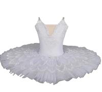 Omfpafeu tutù da Balletto Professionale per Bambine, tutù da Pancake, Abito da Festa per Ballerina Costume da Competizione per Danza Classica per Bambine,White 1,150
