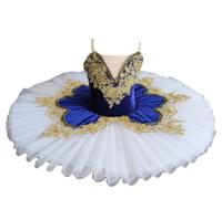 Omfpafeu tutù da Danza Classica per Bambine, Modello Il Lago dei cigni con Cinturino, Canotta Ricamata, Body Ginnastica Abito tutù Abbigliamento Pattinaggio Artistico Ballerina,Blue 1,150