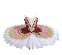 Omfpafeu tutù da Danza Classica per Bambine, Modello Il Lago dei cigni con Cinturino, Canotta Ricamata, Body Ginnastica Abito tutù Abbigliamento Pattinaggio Artistico Ballerina,Rosso,150