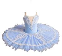Omfpafeu tutù di Danza Classica Professionale per Bambine, tutù Pancake con Piatto del Lago dei cigni Abito da Ballerina per Feste Costume da Danza Classica per Bambini,Blu,120