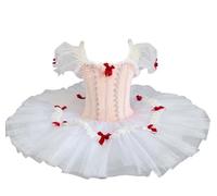 Omfpafeu tutù per Bambine, tutù Pancake per Ballerina del Lago dei cigni, Costumi da Competizione per Bambini,1 White,140
