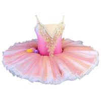 Omfpafeu tutù per Bambine, tutù Pancake per Ballerina del Lago dei cigni, Costumi da Competizione per Bambini,1 Pink,170