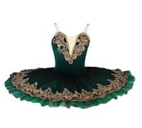Omfpafeu tutù Professionale per Bambini, Lago dei cigni Costumi da Competizione per palcoscenico, Abito da Ballerina Pancake per Bambini,Verde,110