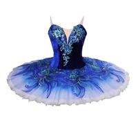 Omfpafeu Vestito da Ballo per Bambine, Il Lago dei cigni, Costume da Balletto, Vestito da tutù, Abito da Ballerina, Abito da Competizione per Feste,Blu,110