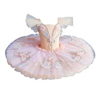 Omfpafeu Vestito da Danza Classica per Bambine, con Cinturino in Pizzo Modello Lago dei cigni Body Ginnastica tutù Abbigliamento da Ballo per Pattinaggio Artistico Abito da Ballerina,Pink 1,160