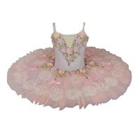 Omfpafeu Vestito da Danza Classica per Bambine, con Cinturino in Pizzo Modello Lago dei cigni Body Ginnastica tutù Abbigliamento da Ballo per Pattinaggio Artistico Abito da Ballerina,Rosa,140