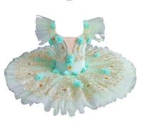 Omfpafeu Vestito da Danza Classica per Bambine, con Cinturino in Pizzo Modello Lago dei cigni Body Ginnastica tutù Abbigliamento da Ballo per Pattinaggio Artistico Abito da Ballerina,Verde,160
