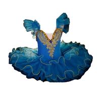 Omfpafeu Vestito da tutù da Balletto per Bambini, Gonna da Ballo per Bambine, Abito da Balletto con Paillettes Abbigliamento da Competizione,Dark Blue,120