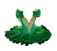Omfpafeu Vestito da tutù da Balletto per Bambini, Gonna da Ballo per Bambine, Abito da Balletto con Paillettes Abbigliamento da Competizione,Verde,110