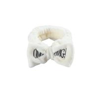 OMG Fasce per capelli con fiocco con lettera versatili, per ragazze e donne, per lavare il viso, turbante morbido, fasce elastiche per capelli, in pile di corallo, per assistente di trucco (6)