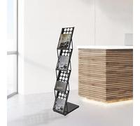 OMGGYER Espositore pieghevole 4 x DIN A4, espositore pieghevole e letteratura, espositore per riviste, ufficio, catalogo, portatile, in metallo, per volantini da terra