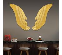 OMGGYER Set di 2 decorazioni da parete grandi in metallo, con ali d'angelo, decorazione da parete, decorazione da parete in oro 3D, per camera da letto, soggiorno, bar, studio, 46 x 110 cm
