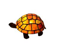 OMGPFR creatività Tartaruga Lampade da scrivania, Tiffany Lampada da Tavolo LED retrò Luci da Comodino, Macchiato tonalità di Vetro Antico Luci da Tavolo per Soggiorno Illuminazione,Arancia