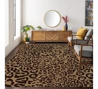 OMHHBX Tappeto marrone maculato leopardato per interni in stile selvaggio, alla moda, irregolare a pois, con arte astratta, per camera da letto, ufficio, soggiorno, 90 x 180 cm