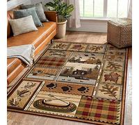 OMHHBX Wildlife, tappeto marrone Area, 120 x 180 cm, in stile vintage, motivo geometrico, per ingresso, sala da pranzo