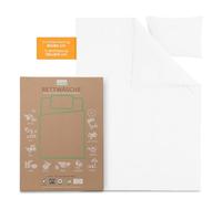 OMHU Set di biancheria da letto in percalle, 135 x 200 cm, colore bianco, morbida biancheria da letto in cotone biologico, 1 copripiumino + 1 federa da 80 x 80