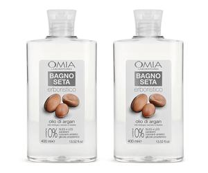 OMIA Bagno Seta all'Olio di Argan 2x400 ml Schiuma da bagno