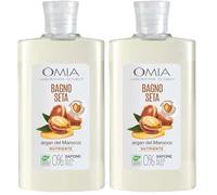 Omia, Bagno Seta Erboristico all'Olio di Argan del Marocco, Bagnoschiuma per Pelli Aride e Irritabili, Rende la Pelle Elastica e Protetta, Dermatologicamente Testato - Flacone da 400 ml