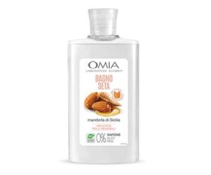 Omia Bagno Seta Erboristico Olio di Mandorla di Sicilia, Bagnoschiuma Ottimo per Pelli Delicate, Secche e Stressate, Azione Idratante, Dona Luminosità ed Elasticità, Dermatologicamente Testato, 400 ml