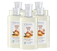 Omia, Bagnoseta Erboristico All'Olio di Argan, Bagnoschiuma per Pelli Aride e Irritabili - Dermatologicamente Testato, Senza SLS e SLES - Confezion e da 6 Pezzi da 400 ml