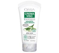 Omia, Crema Viso Eco Bio con Aloe Vera del Salento, Per Pelli Miste e Grasse, Idratante ed Equilibrante, Adatta ad un Uso Frequente, Senza Siliconi, Dermatologicamente Testata - Flacone da 75 ml