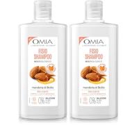 Omia, Fisio Shampoo Eco Bio con Mandorla di Sicilia per Capelli e Cute Sensibile, Formula Delicata, Shampoo per Lavaggi Frequenti, Senza Siliconi e SLES, Flacone da 200 ml (Confezione da 2)