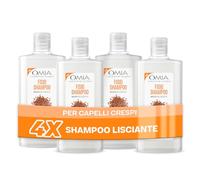 Omia, Fisio Shampoo Eco Bio con Olio di Semi di Lino, Per Capelli Crespi, Lisciante e Disciplinante, Adatto ad un Uso Frequente, Senza Siliconi, Dermatologicamente Testato - 4 Flaconi da 200 ml