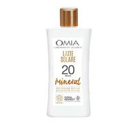 Omia, Latte Solare Mineral SPF20 Viso e Corpo, Protezione Solare Media, Per Pelli Moderatamente Scure e Olivastre, Con Filtro Minerale e Ingredienti di Origine Naturale, Flacone da 200 ml