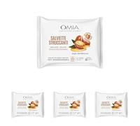 Omia, Salviette Struccanti Viso Ecobio Con Olio di Argan del Marocco, Struccanti, Emollienti e Delicate, Rimuovono il Trucco Waterproof, Tessuto 100% Biodegradabile - Confezione da 80 Salviettine