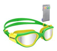 OMID Occhialini da nuoto per bambini, P2mini Occhialini da nuoto polarizzati, comodi, per bambini dai 6 ai 14 anni (G1MINI-Green-Silver)