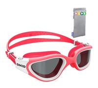 OMID Occhialini da nuoto per bambini, P2mini Occhialini da nuoto polarizzati, comodi, per bambini dai 6 ai 14 anni (G1MINI-Pink-Smoke)