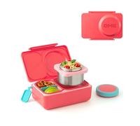 Omie OmieBox UP - Contenitore bento per bambini, contenitore per il pranzo isolato, a prova di perdite, isolamento sottovuoto, contenitore termico per alimenti, 2 scomparti (rosa ciliegia)