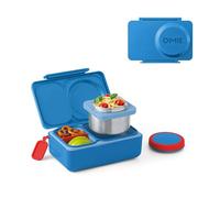 Omie OmieBox UP - Contenitore per il pranzo isolato per bambini, a prova di perdite, isolato sottovuoto, in vetro termico per alimenti, 2 scomparti, colore: Blu cosmico