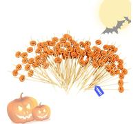 OMIGA 200 Pezzi Cocktail di Fuochi D'artificio Fuoco D'artificio Bastone Stecchini da Cocktail Stuzzicadenti per Antipasti Frutta Dessert Forniture (Forma di Zucca)