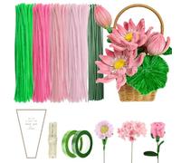 OMIGA 400 Pezzi Pipe Cleaner Tulipani Scovolini Pipa con Rizomi Nastro e Corda da 1 metro Scovolini Colorati per Lavoretti per La Decorazione Fai Da Te