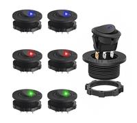 OMIGA 6 Pezzi Interruttore a Pulsante 3 PinInterruttore On Off 20A 12V Rotonda Interruttore Pulsante SPST per Auto Barche Elettrodomestici