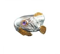 omiinitio Anelli per gioielli con pesci rossi apribili, design bicolore leggero, realizzati in lega, perfetti per lo scambio di regali, apribili per l'uso quotidiano