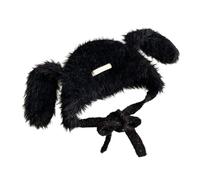 omiinitio Berretto in peluche lavorato a maglia con orecchie lunghe per donne vari abiti invernali attività all'aperto Trapper protezione orecchie calore pelliccia invernale, Nero , Taglia unica