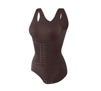 omiinitio Body shapewear regolabile a vita alta, snello, sollevamento dei glutei, compressione invisibile, in nylon, biancheria intima per il sollevamento dei glutei, marrone scuro, L
