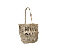 omiinitio Borsa Traforata Alla Moda Per Le Signore Design Leggero Pratico Tracolla Comoda Perfetto Per Vacanze O Camminare In Città Pratica Borsa In Cordino Di Carta Tessuto, cachi, No lining