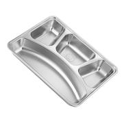 omiinitio Piatto diviso in acciaio inox con 4 sezioni, ideale per cene in famiglia, studenti e caffetterie, vassoio per il pranzo per adulti e studenti con scomparti