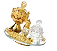 omiinitio Set di incensi sofisticati in metallo e vetro con pinza in vetro diffusore per profumi, vacanze o meditazioni, come regalo, design coperto e antivento