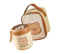 omiinitio Tazza per la colazione isolata in acciaio inox 304 con coperchio a prova di perdite e cucchiaio per bevande calde fredde, agenzia di viaggi, contenitore termico multiuso