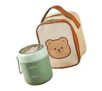 omiinitio Tazza per la colazione isolata in acciaio inox 304 con coperchio a prova di perdite e cucchiaio per bevande calde fredde, agenzia di viaggi, contenitore termico multiuso