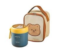 omiinitio Tazza per la colazione isolata in acciaio inox 304 con coperchio a prova di perdite e cucchiaio per bevande calde fredde, agenzia di viaggi, contenitore termico multiuso